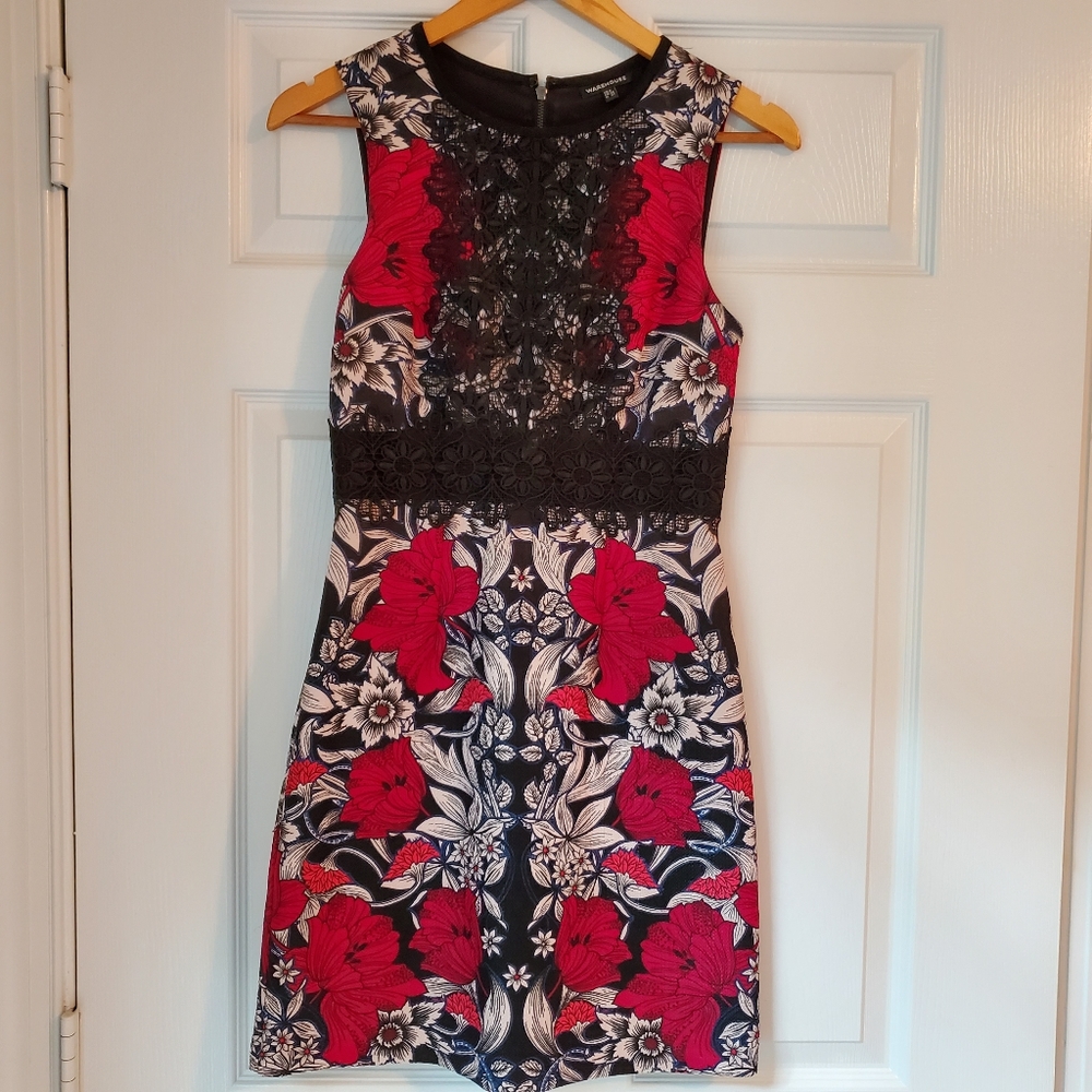 Warehouse Floral Bodycon Dress